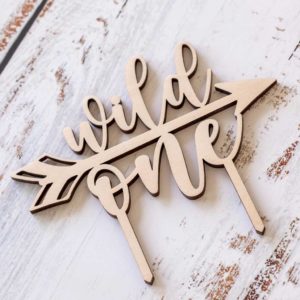 Wooden Wild One Cake Topper
